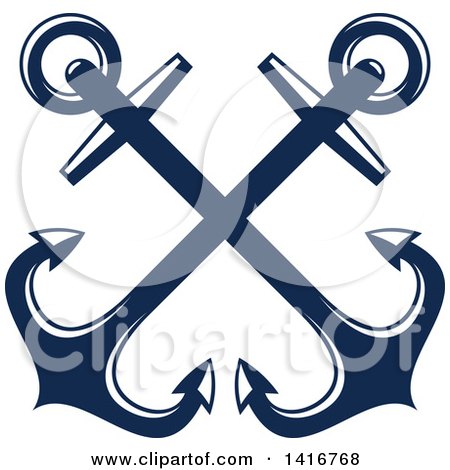 Clipart of Navy Blue Nautical Crossed Anchors - Royalty Free Vector Illustration by Vector Tradition SM
