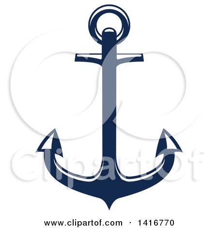 Clipart of a Navy Blue Nautical Anchor - Royalty Free Vector Illustration by Vector Tradition SM