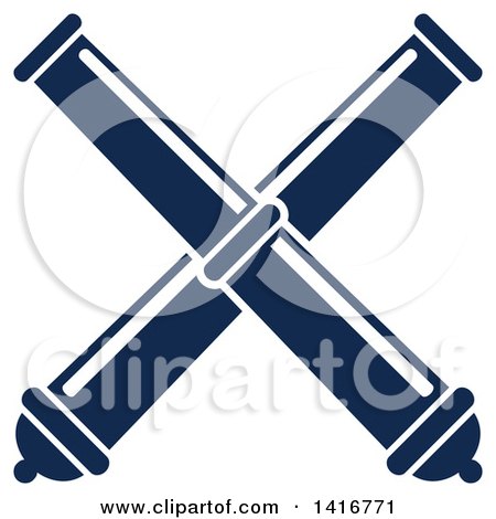 Clipart of Navy Blue Crossed Telescopes or Cannons - Royalty Free Vector Illustration by Vector Tradition SM