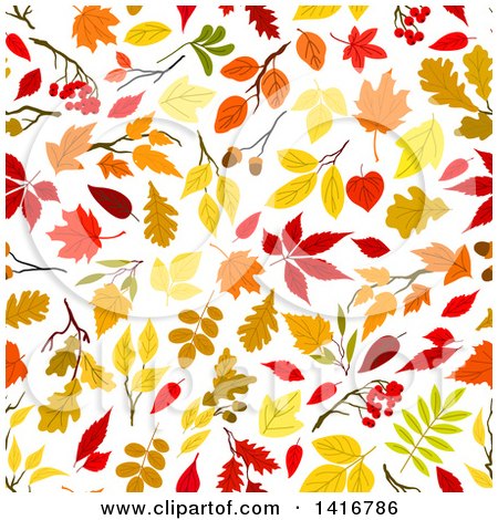 Clipart of a Seamless Background Pattern of Leaves - Royalty Free Vector Illustration by Vector Tradition SM
