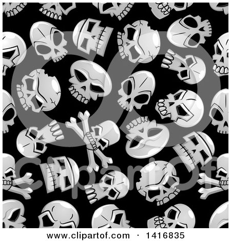 Clipart of a Seamless Background Pattern of Skulls - Royalty Free Vector Illustration by Vector Tradition SM
