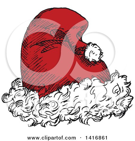 Clipart of a Sketched Santa Hat - Royalty Free Vector Illustration by Vector Tradition SM