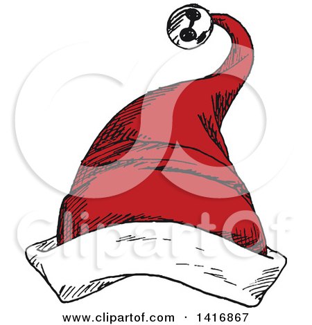 Clipart of a Sketched Santa Hat - Royalty Free Vector Illustration by Vector Tradition SM