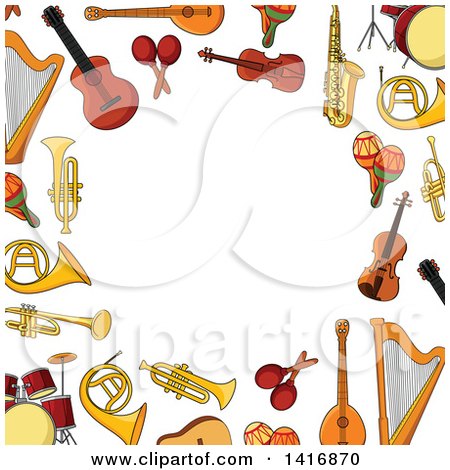 Clipart of a Border of Musical Instruments - Royalty Free Vector Illustration by Vector Tradition SM