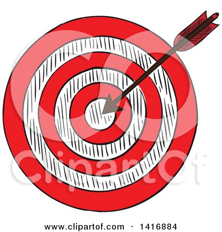 Clipart of a Sketched Arrow in a Target - Royalty Free Vector Illustration by Vector Tradition SM