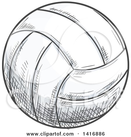 Clipart of a Sketched Volleyball - Royalty Free Vector Illustration by Vector Tradition SM