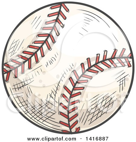 Clipart of a Sketched Baseball - Royalty Free Vector Illustration by Vector Tradition SM
