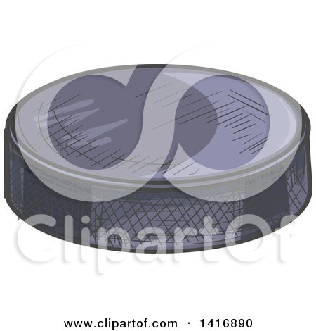 Clipart of a Sketched Hockey Puck - Royalty Free Vector Illustration by Vector Tradition SM