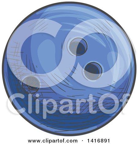Clipart of a Sketched Bowling Ball - Royalty Free Vector Illustration by Vector Tradition SM