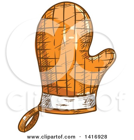 Clipart of a Sketched Oven Mitt - Royalty Free Vector Illustration by Vector Tradition SM