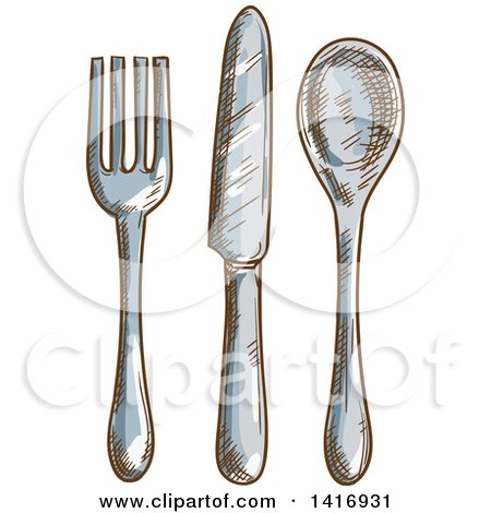 Clipart of Sketched Silverware - Royalty Free Vector Illustration by Vector Tradition SM