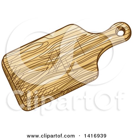 Clipart of a Sketched Cutting Board - Royalty Free Vector Illustration by Vector Tradition SM