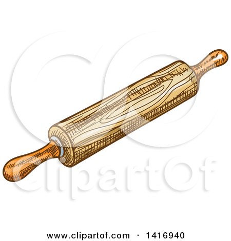 Clipart of a Sketched Rolling Pin - Royalty Free Vector Illustration by Vector Tradition SM