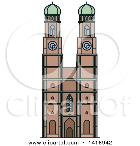 Clipart of a Sketched German Landmark, Frauenkirche Cathedral - Royalty Free Vector Illustration by Vector Tradition SM