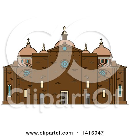 Clipart of a Sketched Italian Landmark, Basilica of Santa Giustina in Padua - Royalty Free Vector Illustration by Vector Tradition SM