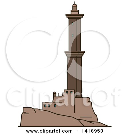 Clipart of a Sketched Italian Landmark, Lighthouse of Genoa - Royalty Free Vector Illustration by Vector Tradition SM