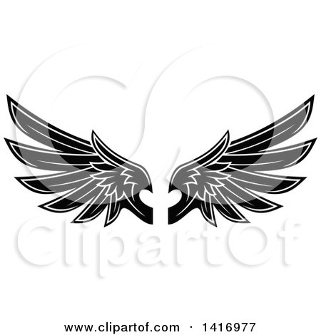Clipart of a Pair of Black and White Wings - Royalty Free Vector Illustration by Vector Tradition SM