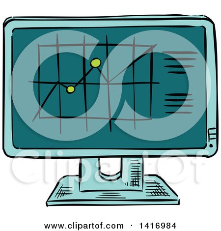 Clipart of a Sketched Chart on a Computer Screen - Royalty Free Vector Illustration by Vector Tradition SM