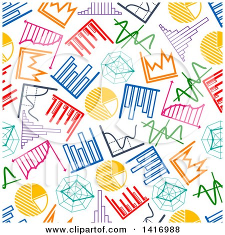 Clipart of a Seamless Background Pattern of Charts and Graphs - Royalty Free Vector Illustration by Vector Tradition SM