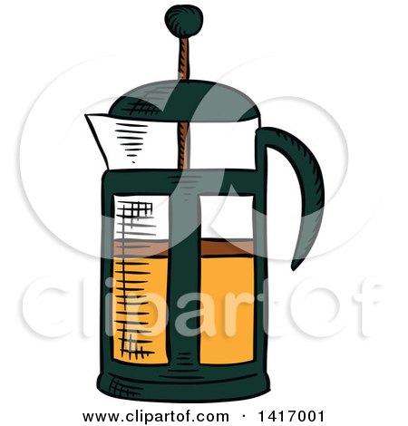 Clipart of a Sketched French Press - Royalty Free Vector Illustration by Vector Tradition SM
