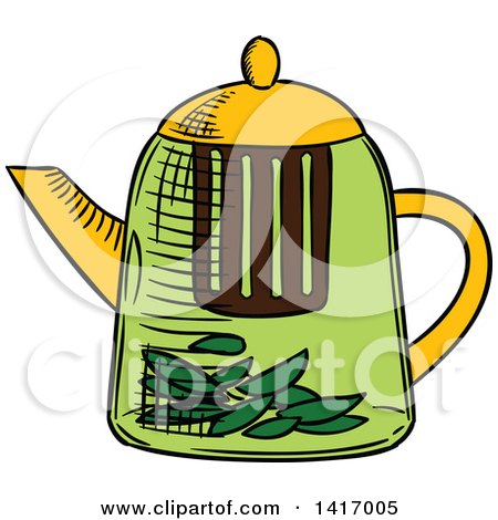 Clipart of a Sketched Tea Pot - Royalty Free Vector Illustration by Vector Tradition SM