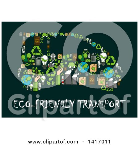 Clipart of a Car Formed of Green Energy Icons - Royalty Free Vector Illustration by Vector Tradition SM
