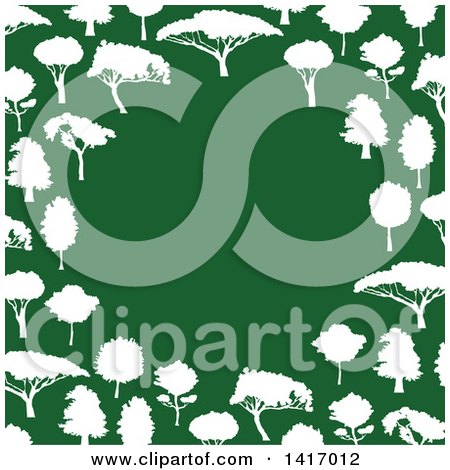 Clipart of a Border of White Trees on Green - Royalty Free Vector Illustration by Vector Tradition SM