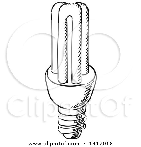 Clipart of a Sketched Black and White Light Bulb - Royalty Free Vector Illustration by Vector Tradition SM