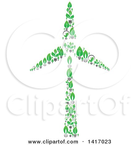 Clipart of a Wind Turbine Made of Leaf Light Bulbs - Royalty Free Vector Illustration by Vector Tradition SM