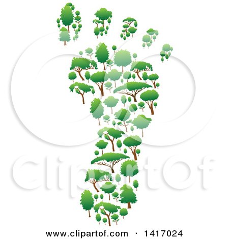 Clipart of a Footprint Formed of Green Trees - Royalty Free Vector Illustration by Vector Tradition SM