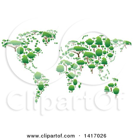 Clipart of a Map Made of Trees - Royalty Free Vector Illustration by Vector Tradition SM