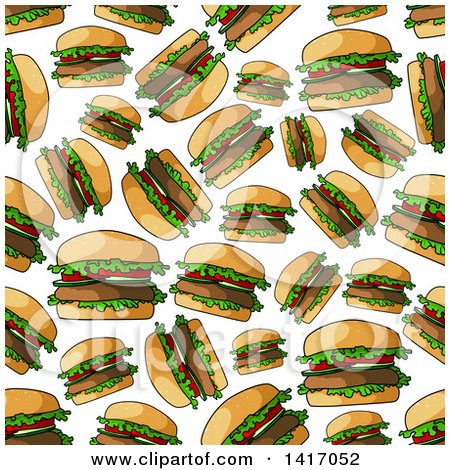 Clipart of a Seamless Background Pattern of Burgers - Royalty Free Vector Illustration by Vector Tradition SM
