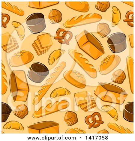Clipart of a Seamless Background Pattern of Baked Goods - Royalty Free Vector Illustration by Vector Tradition SM