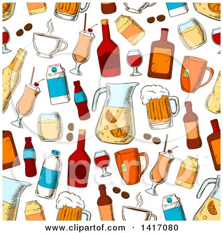 Clipart of a Seamless Background Pattern of Alcohol - Royalty Free Vector Illustration by Vector Tradition SM