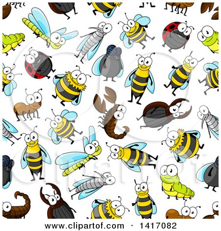 Clipart of a Seamless Background Pattern of Bugs - Royalty Free Vector Illustration by Vector Tradition SM