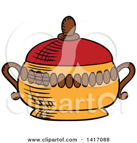 Clipart of a Sketched Sugar Pot - Royalty Free Vector Illustration by Vector Tradition SM