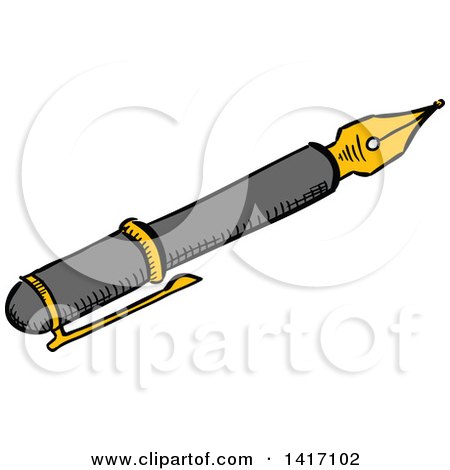 Clipart of a Sketched Fountain Pen - Royalty Free Vector Illustration by Vector Tradition SM