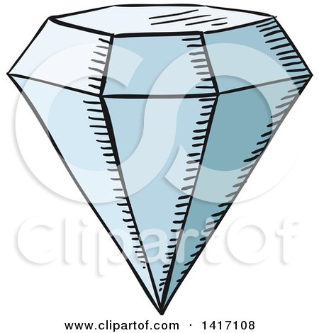 Clipart of a Sketched Diamond - Royalty Free Vector Illustration by Vector Tradition SM