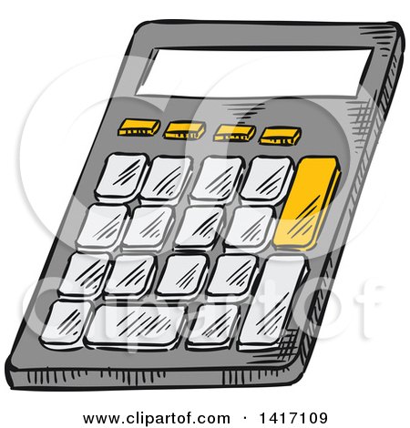Clipart of a Sketched Calculator - Royalty Free Vector Illustration by Vector Tradition SM