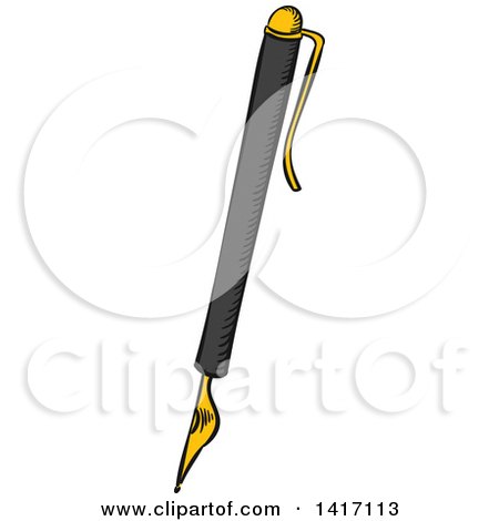 Clipart of a Sketched Fountain Pen - Royalty Free Vector Illustration by Vector Tradition SM
