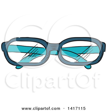 Clipart of a Sketched Folded Pair of Glasses - Royalty Free Vector Illustration by Vector Tradition SM