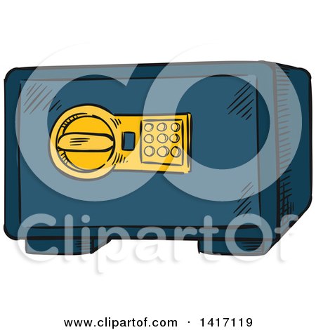 Clipart of a Sketched Personal Safe - Royalty Free Vector Illustration by Vector Tradition SM