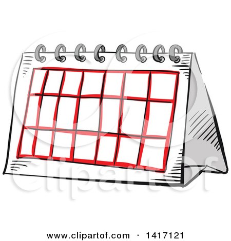 Clipart of a Sketched Folding Desktop Calendar - Royalty Free Vector Illustration by Vector Tradition SM