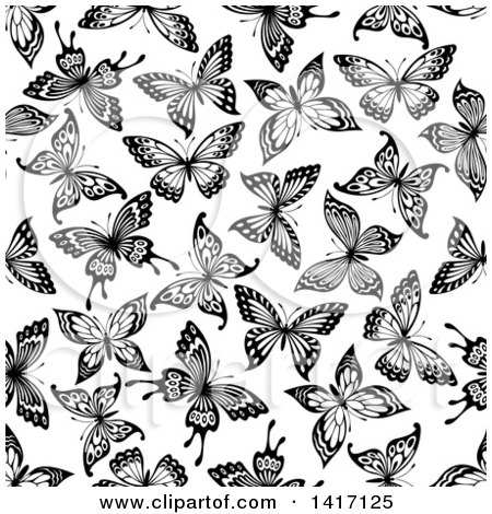 Clipart of a Seamless Background Pattern of Butterflies - Royalty Free Vector Illustration by Vector Tradition SM
