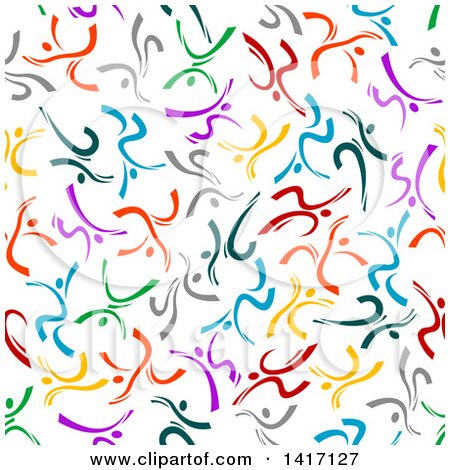 Clipart of a Seamless Background Pattern of Ribbon People - Royalty Free Vector Illustration by Vector Tradition SM