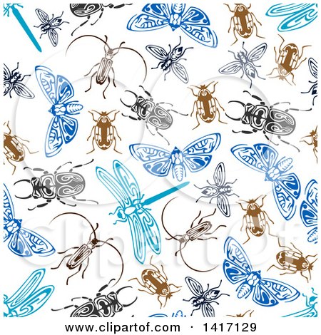 Clipart of a Seamless Background Pattern of Tribal Bugs - Royalty Free Vector Illustration by Vector Tradition SM