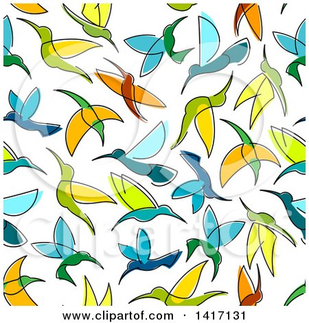 Clipart of a Seamless Background Pattern of Hummingbirds - Royalty Free Vector Illustration by Vector Tradition SM