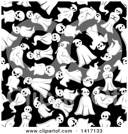 Clipart of a Seamless Background Pattern of Ghosts - Royalty Free Vector Illustration by Vector Tradition SM