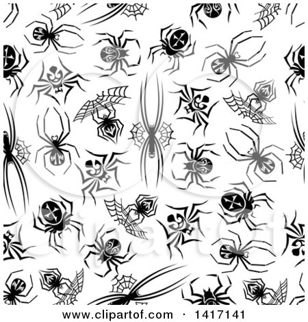 Clipart of a Seamless Background Pattern of Spiders - Royalty Free Vector Illustration by Vector Tradition SM