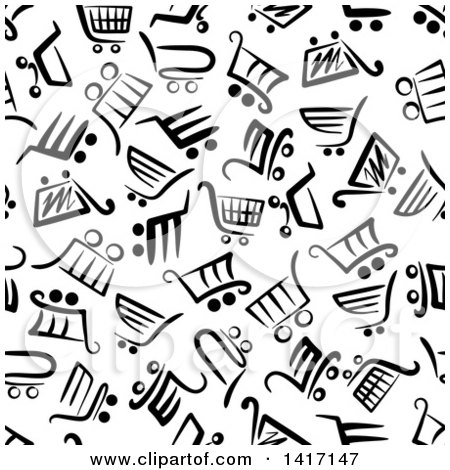 Clipart of a Seamless Background Pattern of Shopping Carts - Royalty Free Vector Illustration by Vector Tradition SM